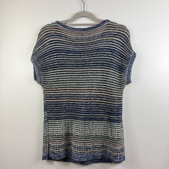 J Jill Pure Jill Textured Sweater Small Open Knit Cap Sleeve Pullover Striped - Picture 11 of 12